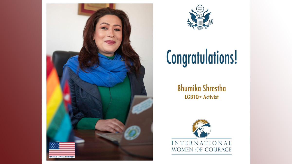 Nepal’s transgender activist Bhumika Shrestha to be awarded with International Woman of Courage Award